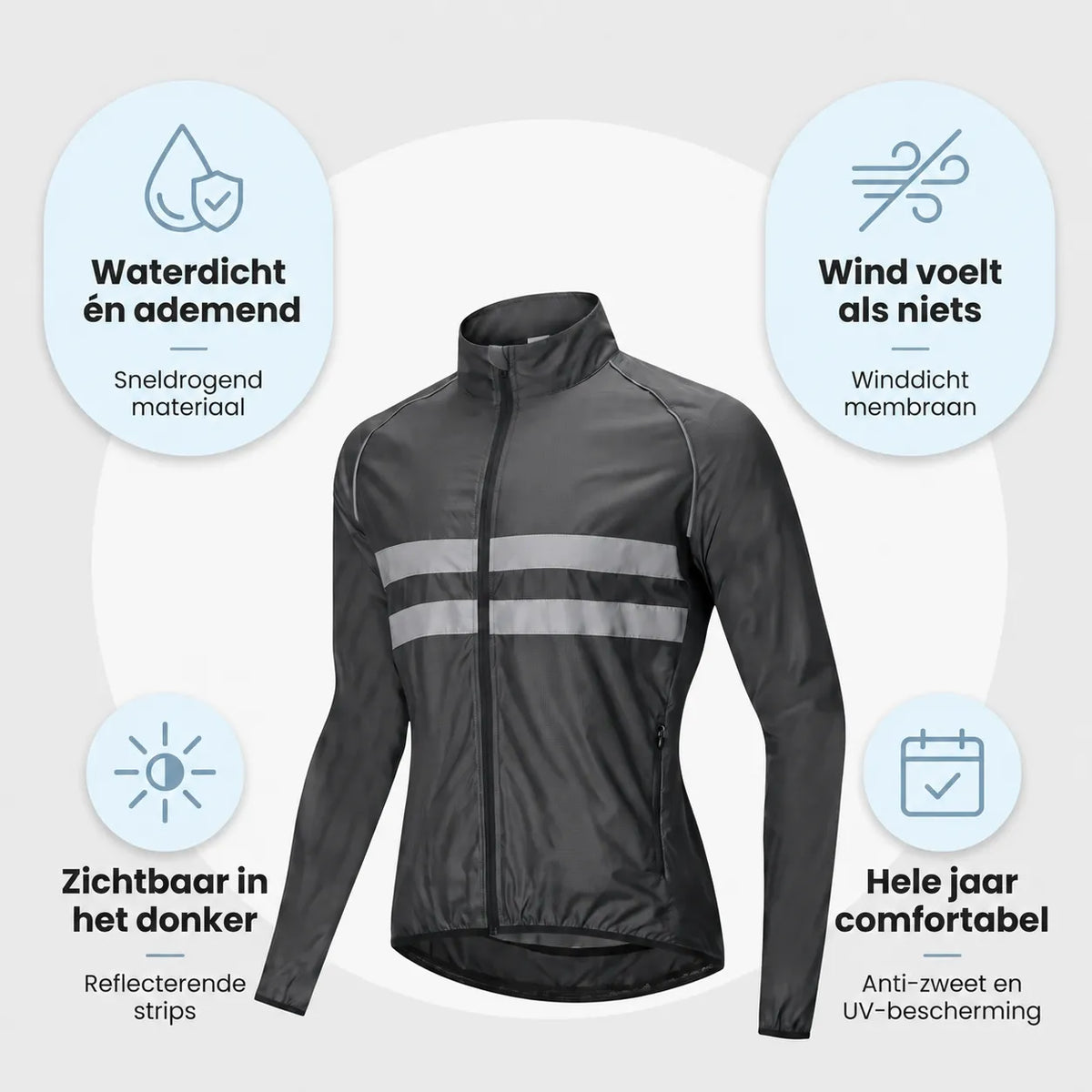 Waterproof Windproof Breathable Cycling Jacket with Reflective Strips