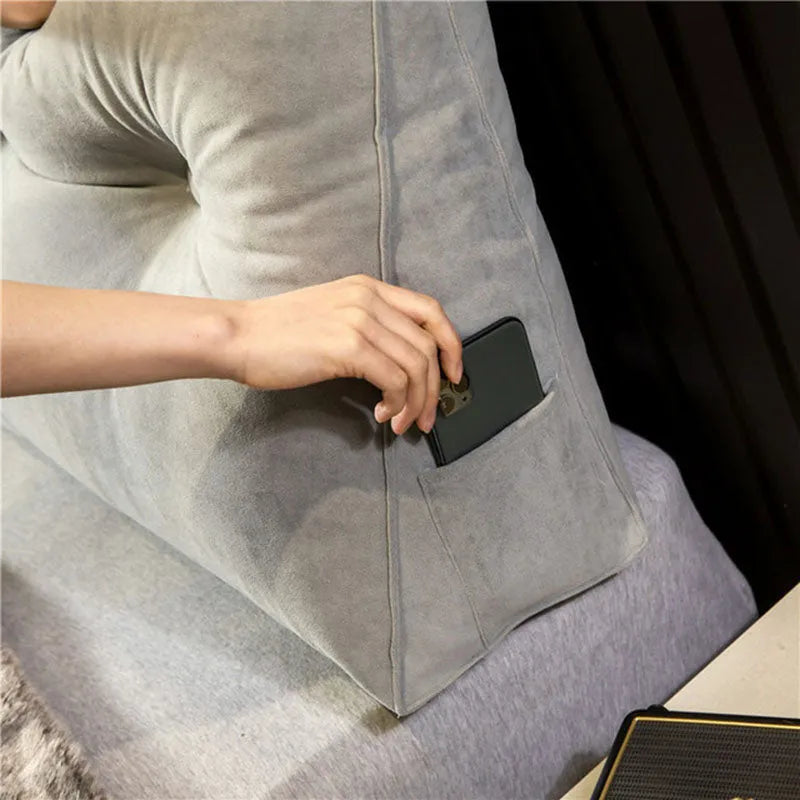 Wedge Pillow with Side Pocket for Bed and Sofa