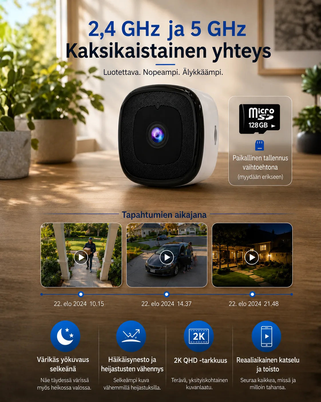 Window Security Camera with Color Night Vision