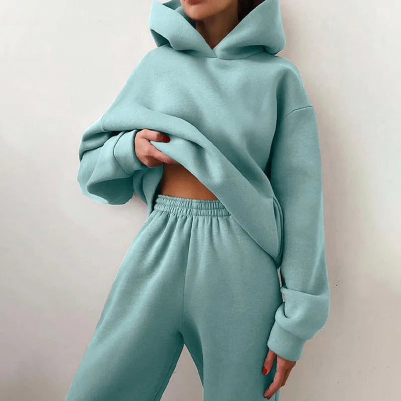 Women's 2-Piece Hooded Pullover and Jogger Pants Set
