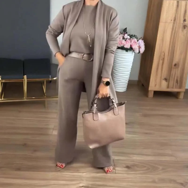 Women's 3-Piece Cardigan Top and Pants Set