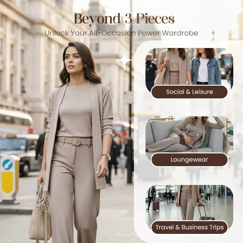 Women's 3-Piece Cardigan Top and Pants Set
