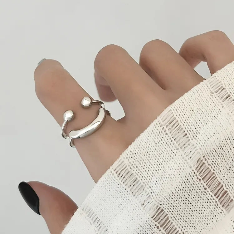 Women's Adjustable Smiley Face Ring with Minimalist Design