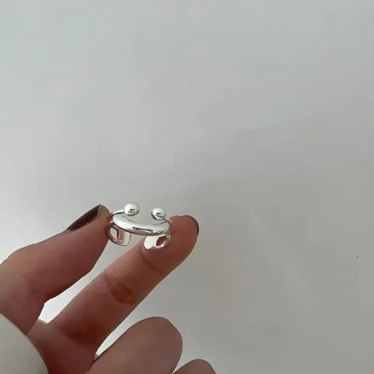 Women's Adjustable Smiley Face Ring with Minimalist Design