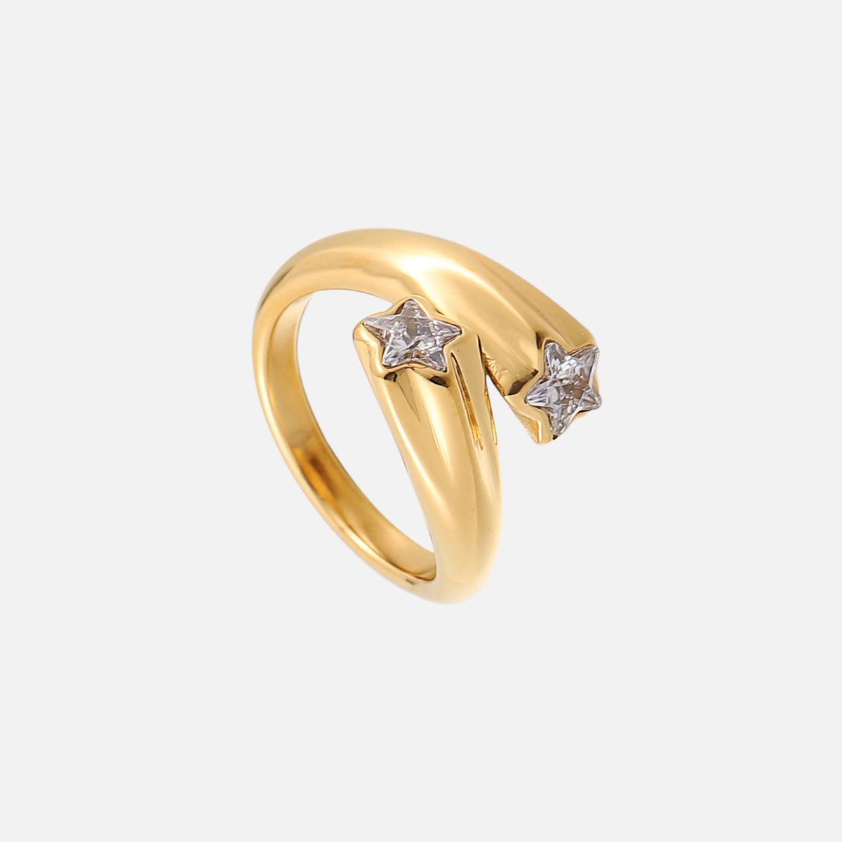 Women's Adjustable Star Wrap Ring in Gold Tone