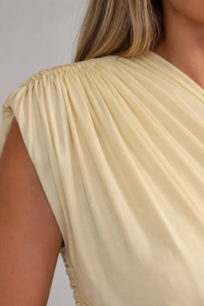 Women's Asymmetrical Maternity Maxi Dress in Yellow