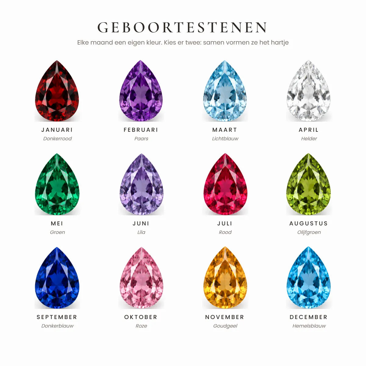 Women's Birthstone Heart Ring with Dual Teardrop Stones