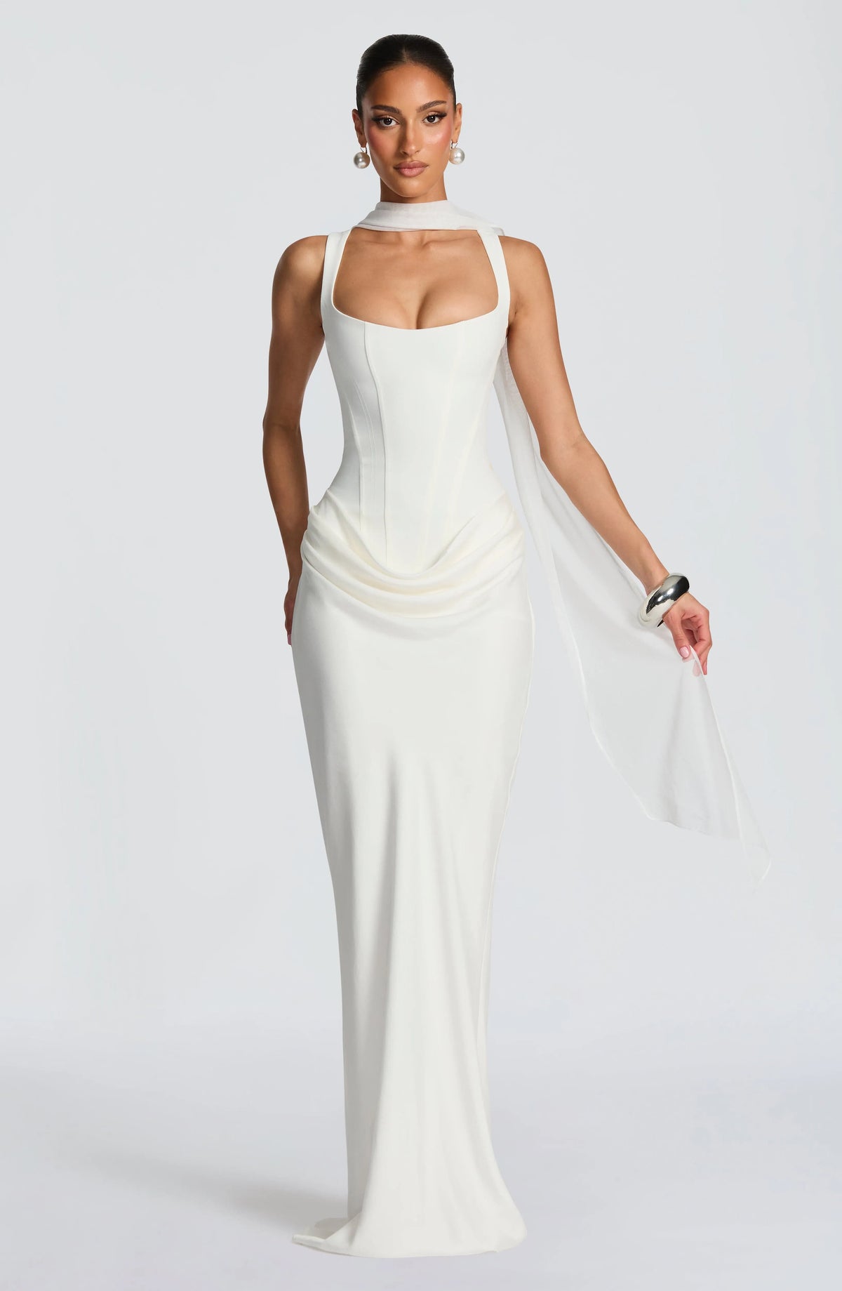 Women's Bodycon Maxi Dress with Square Neckline
