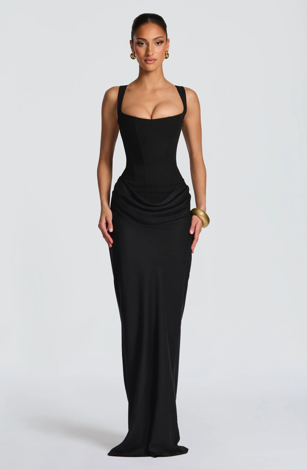 Women's Bodycon Maxi Dress with Square Neckline