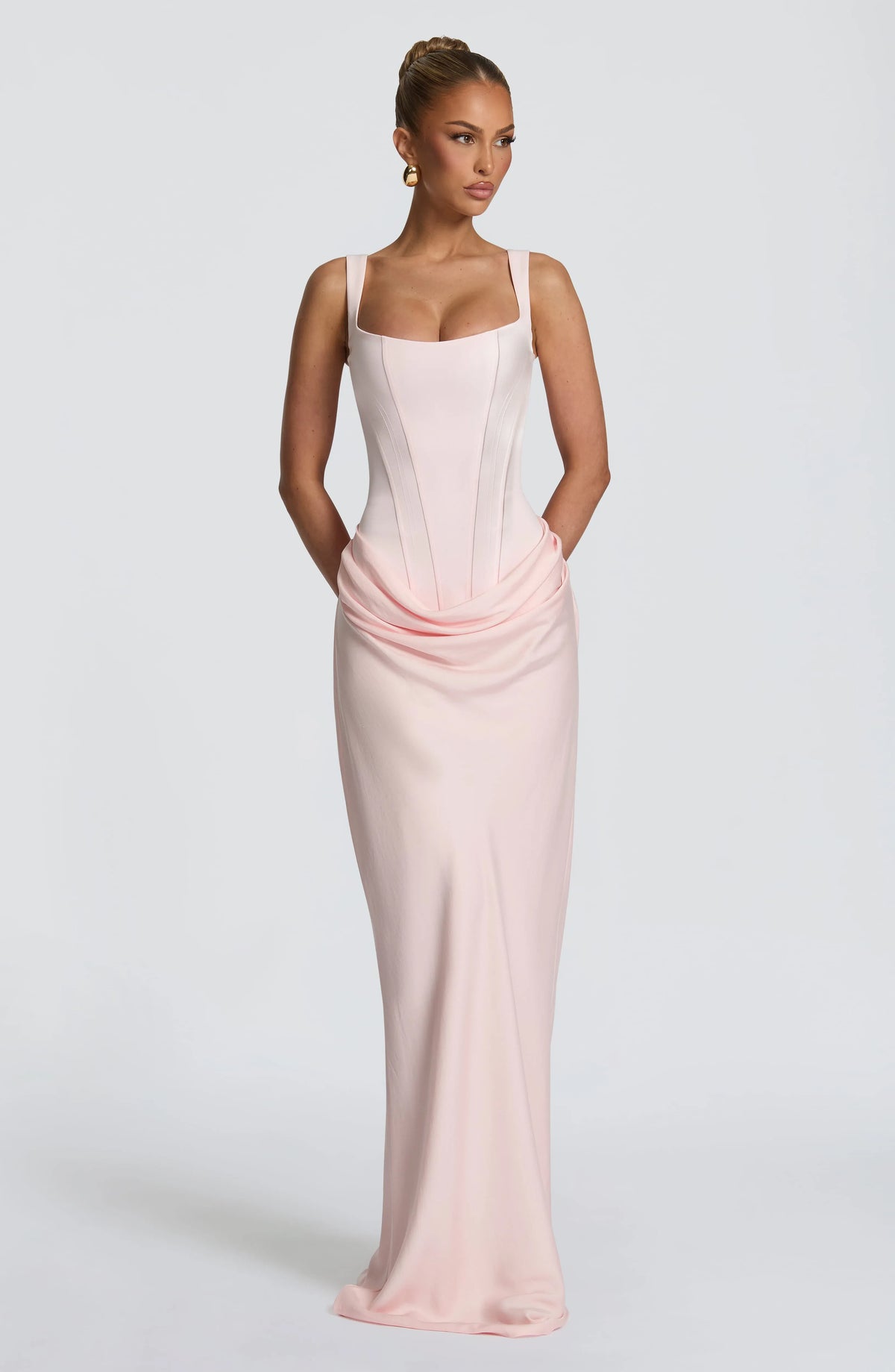 Women's Bodycon Maxi Dress with Square Neckline