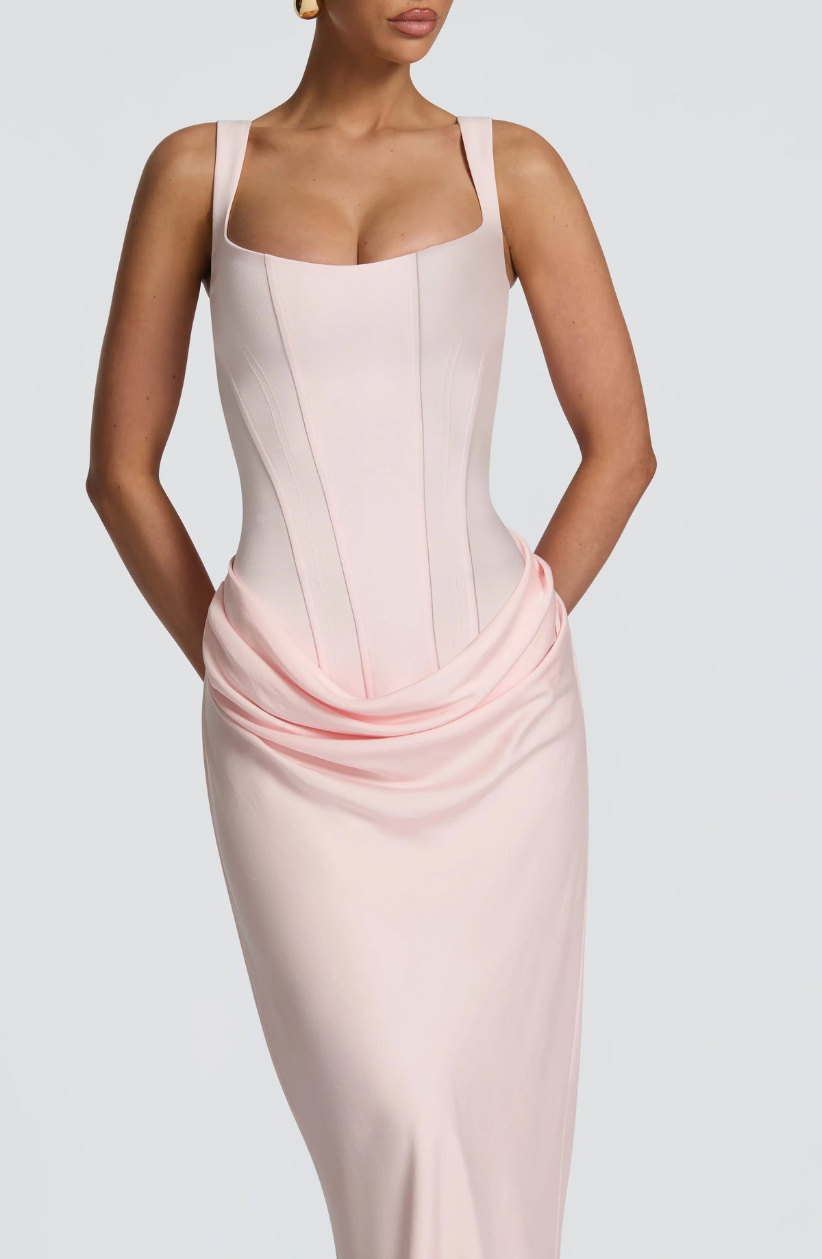 Women's Bodycon Maxi Dress with Square Neckline