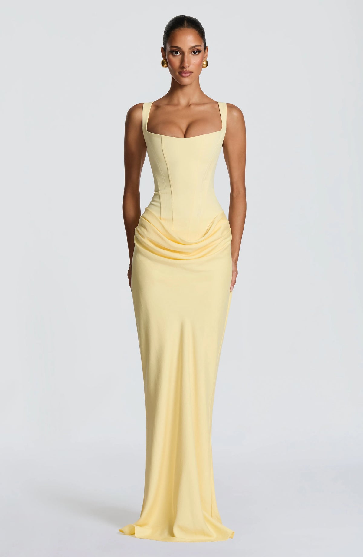 Women's Bodycon Maxi Dress with Square Neckline