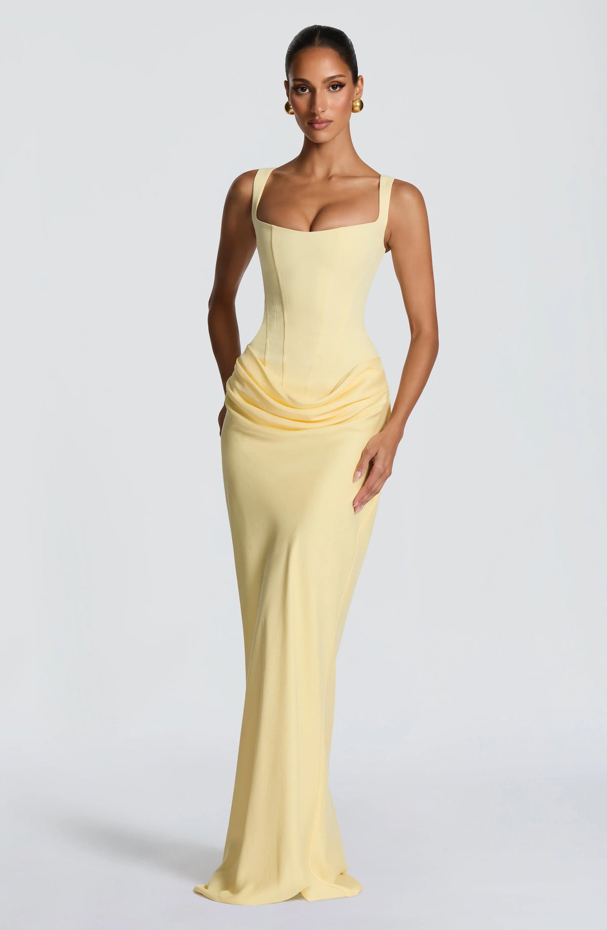 Women's Bodycon Maxi Dress with Square Neckline