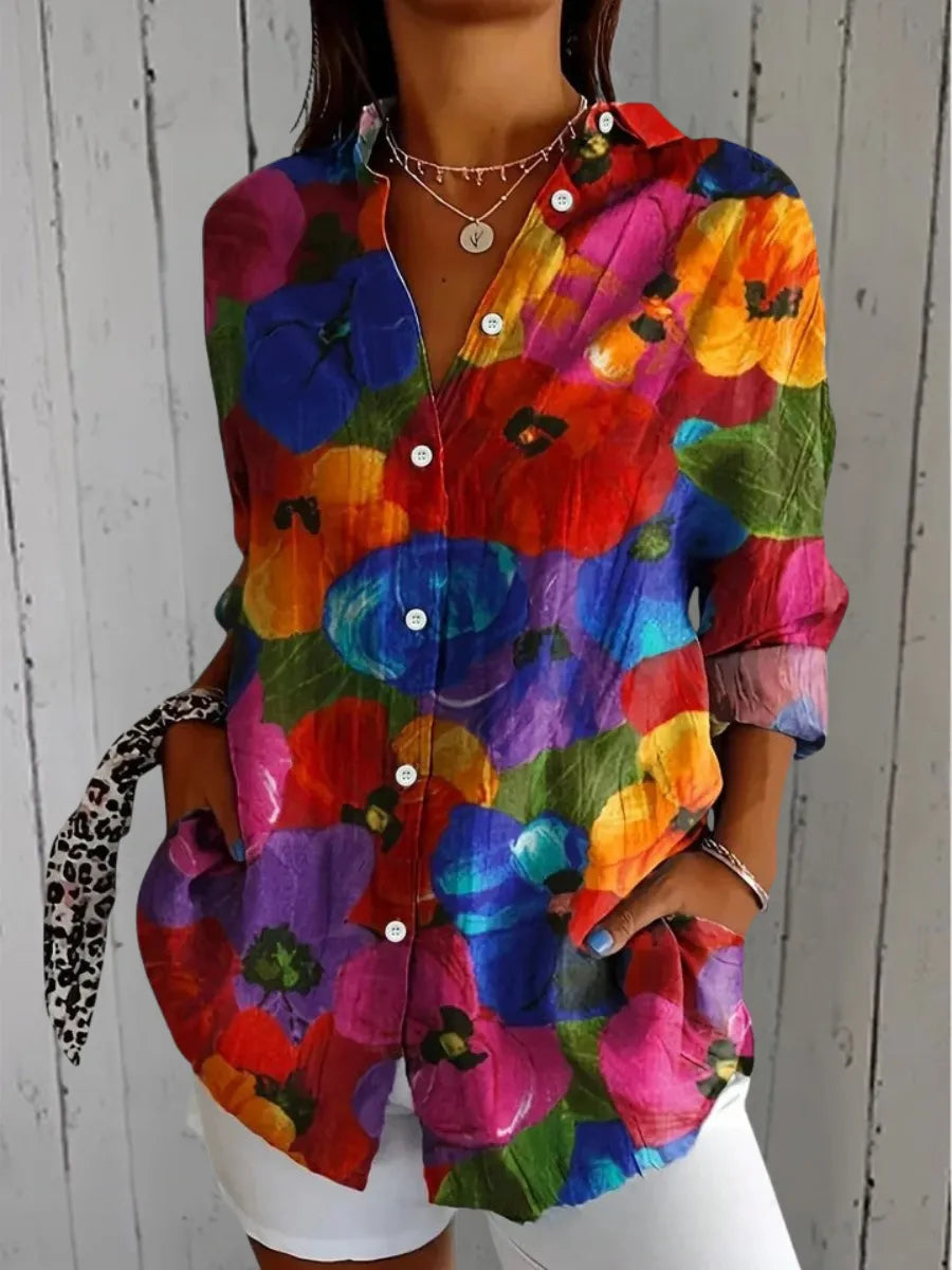 Women's Casual Blouse with Artistic Print