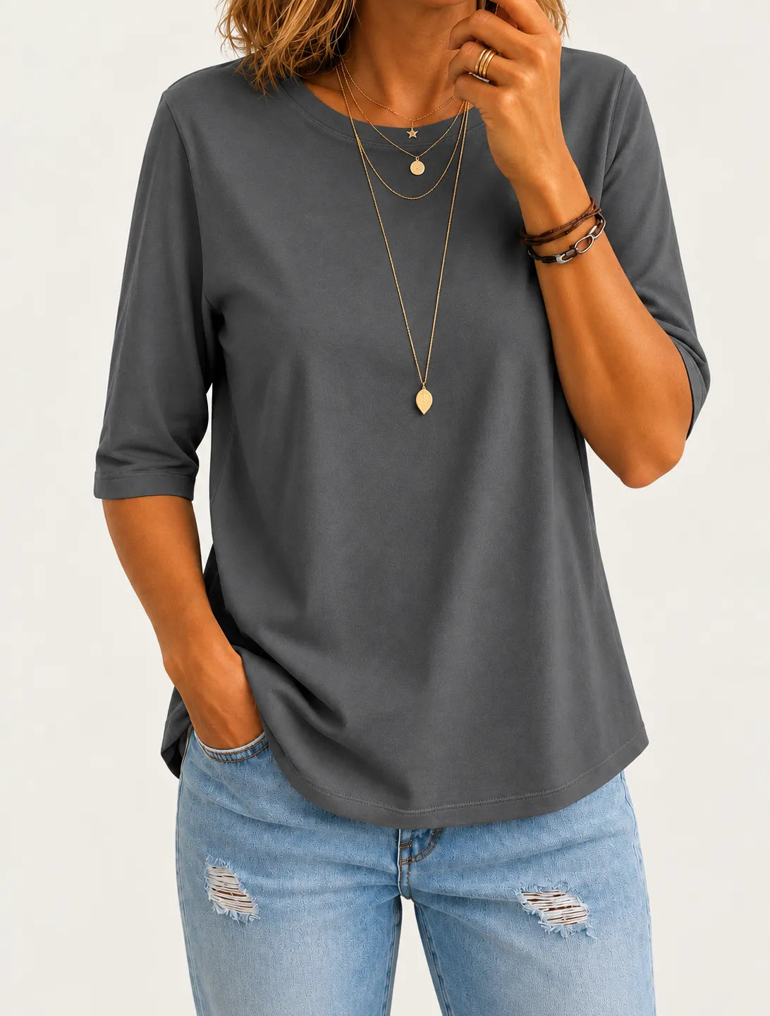 Women's Casual Half-Sleeve T-Shirt with Relaxed Fit