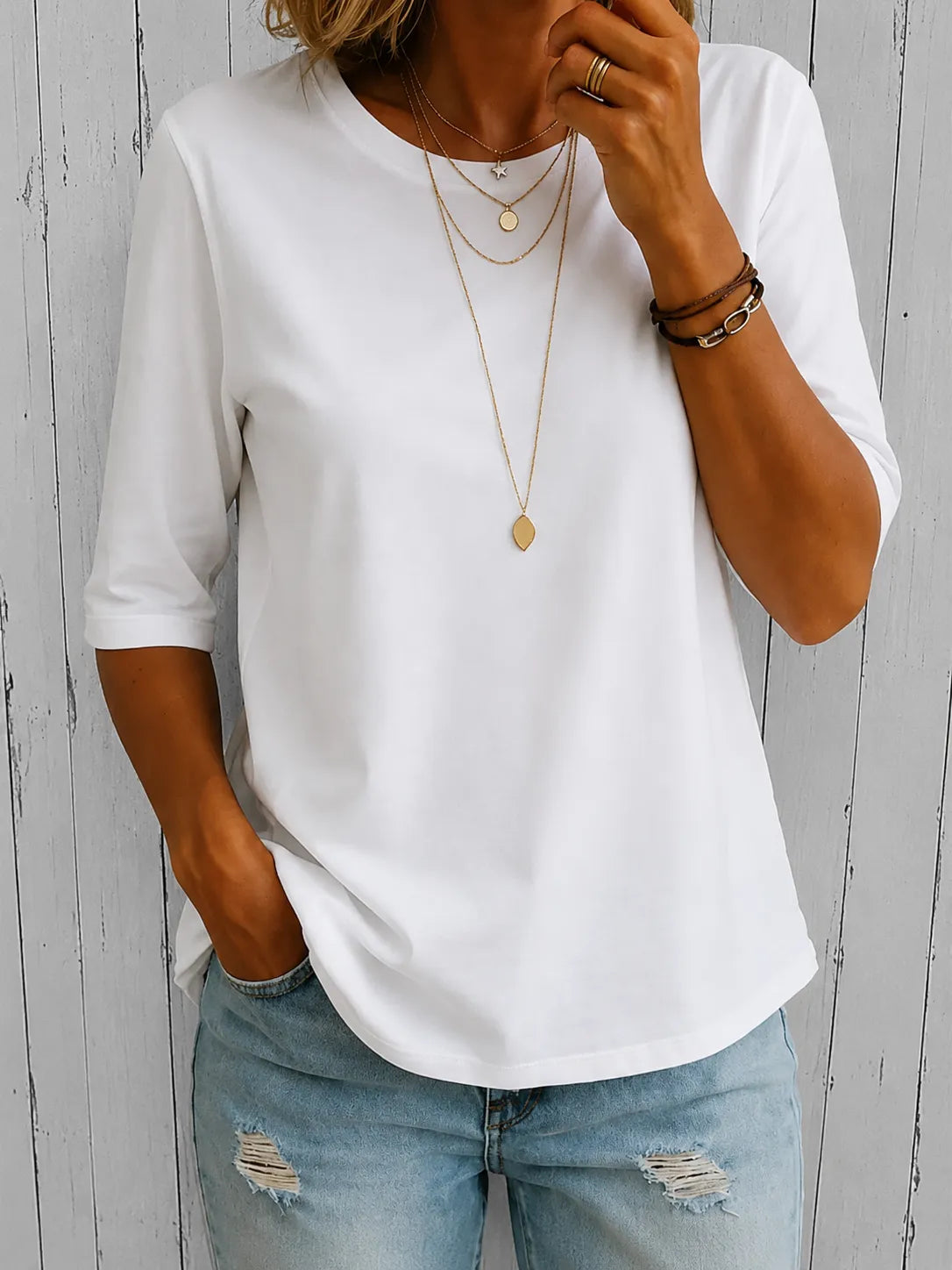 Women's Casual Half-Sleeve T-Shirt with Relaxed Fit