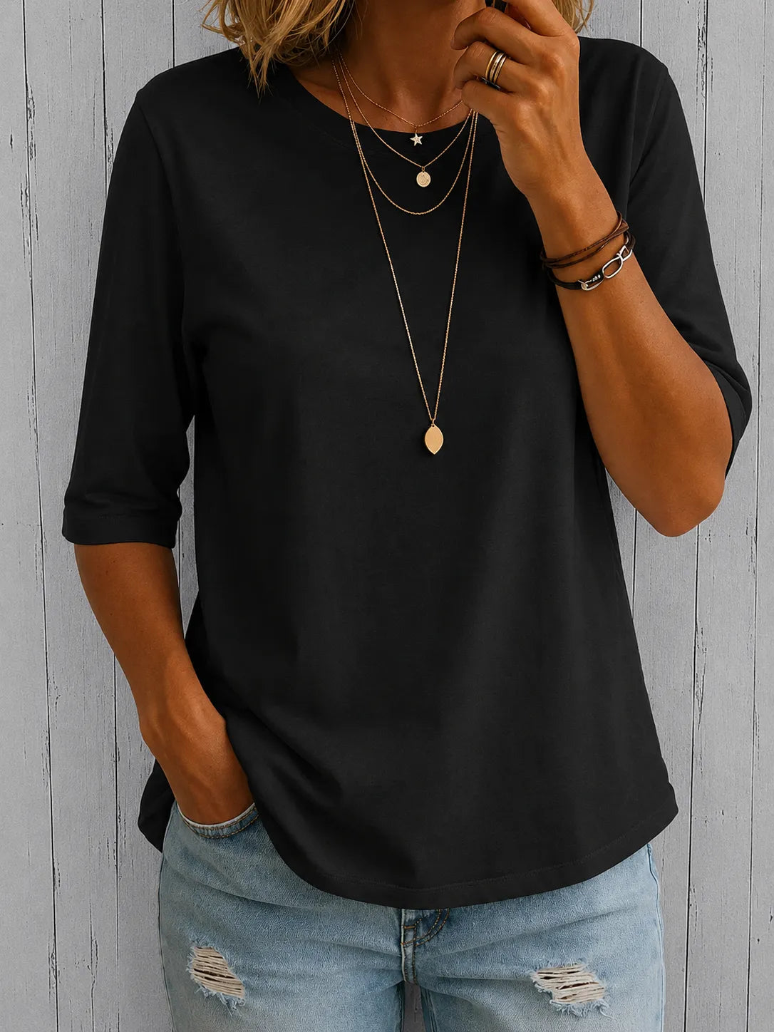 Women's Casual Half-Sleeve T-Shirt with Relaxed Fit