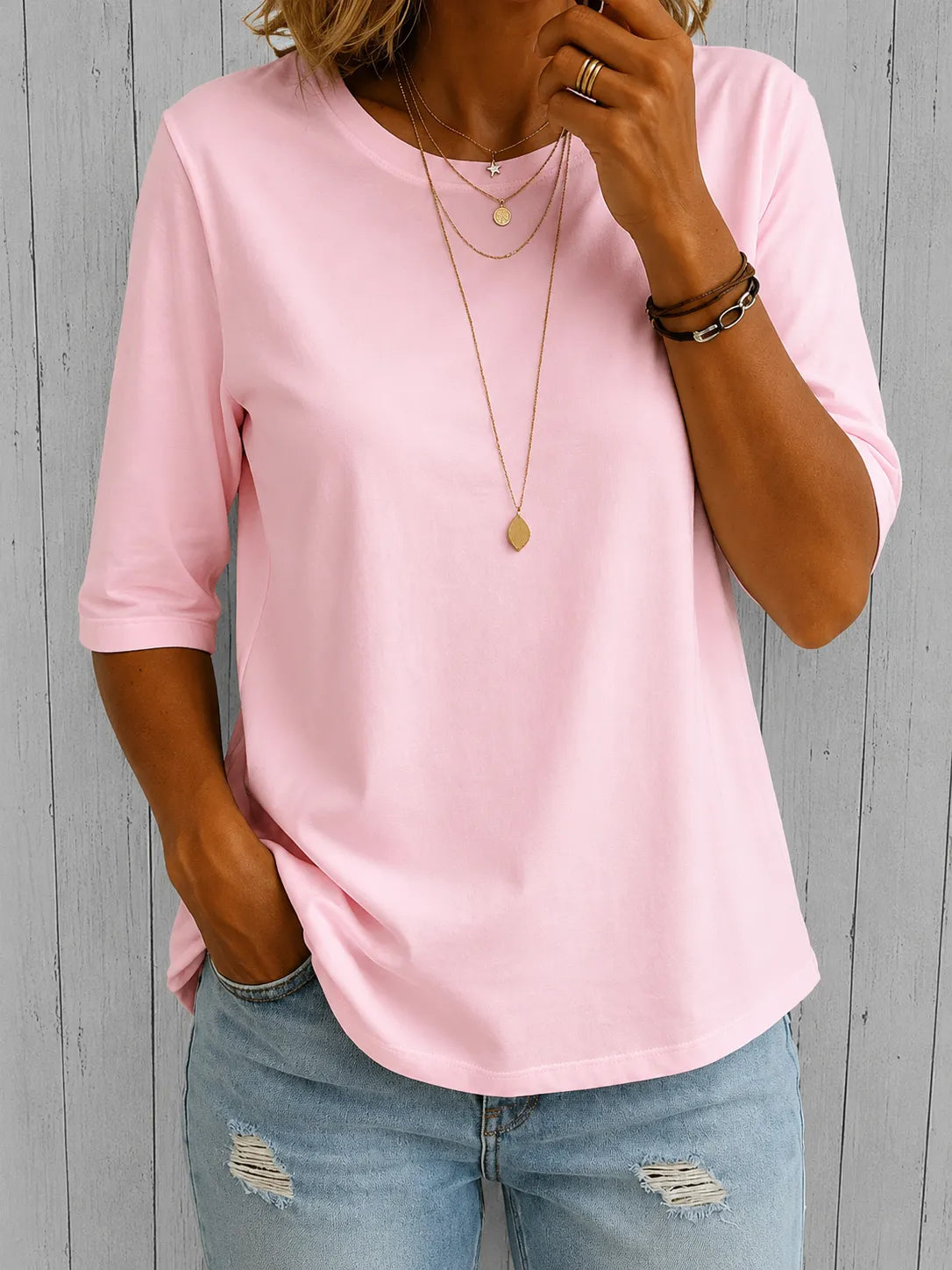 Women's Casual Half-Sleeve T-Shirt with Relaxed Fit