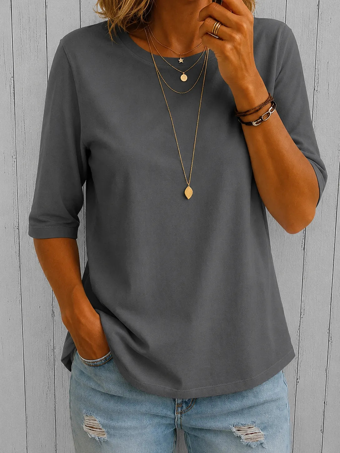 Women's Casual Half-Sleeve T-Shirt with Relaxed Fit