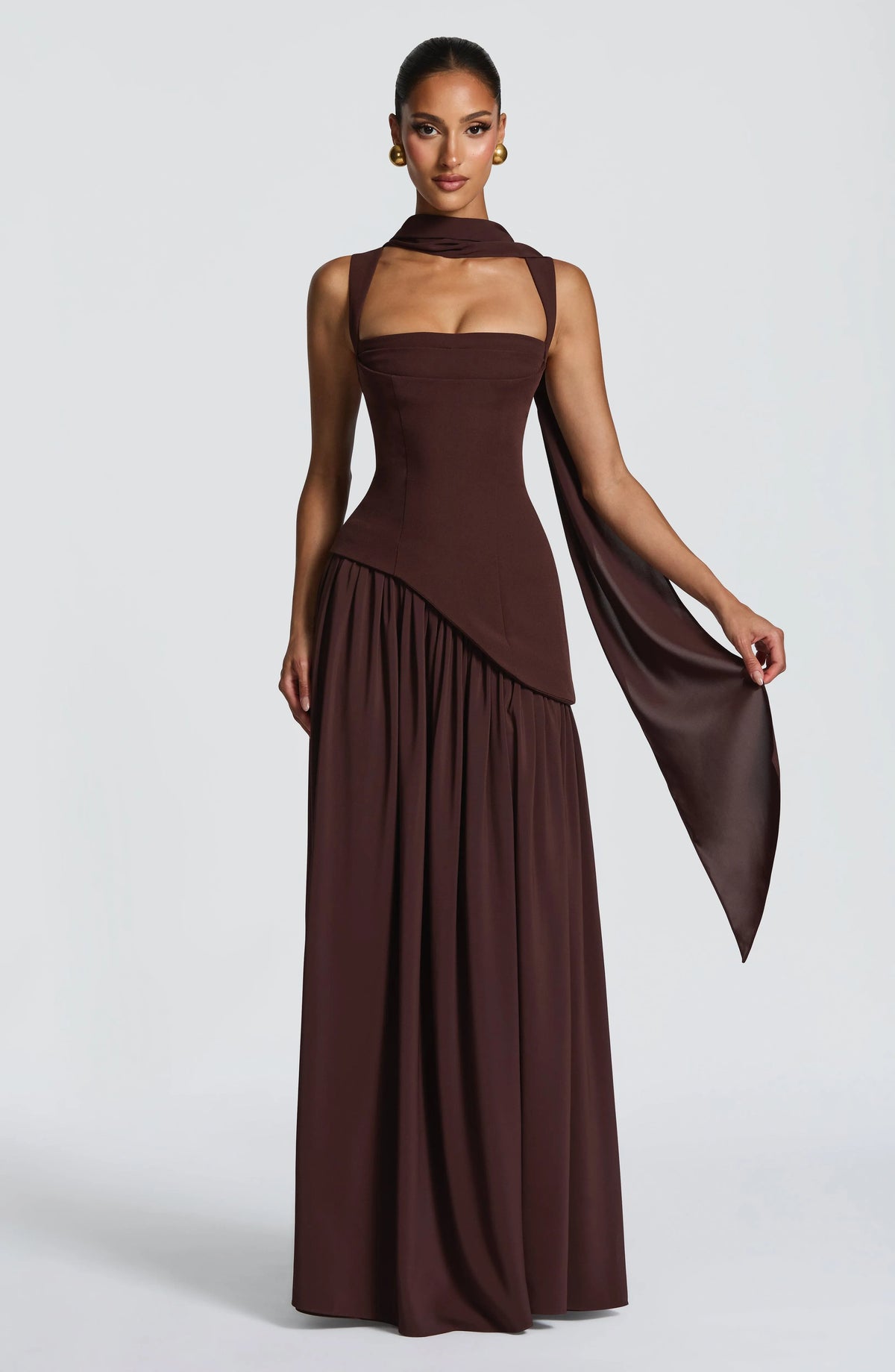 Women's Chiffon Maxi Dress with Lace-Up Back