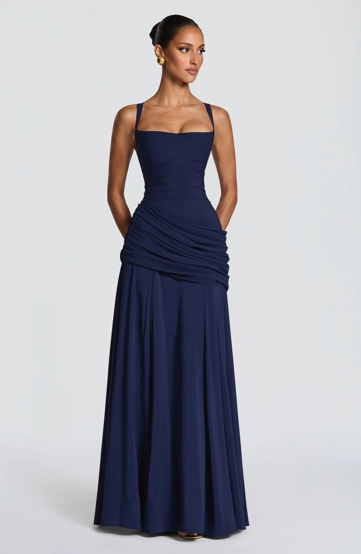 Women's Chiffon Maxi Dress with Lace-Up Back