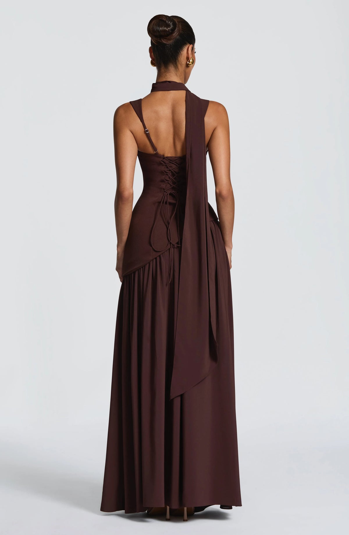 Women's Chiffon Maxi Dress with Lace-Up Back