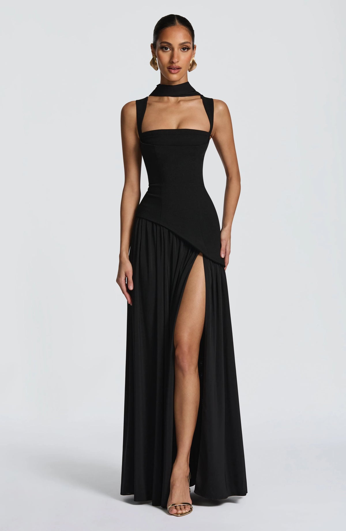 Women's Chiffon Maxi Dress with Lace-Up Back