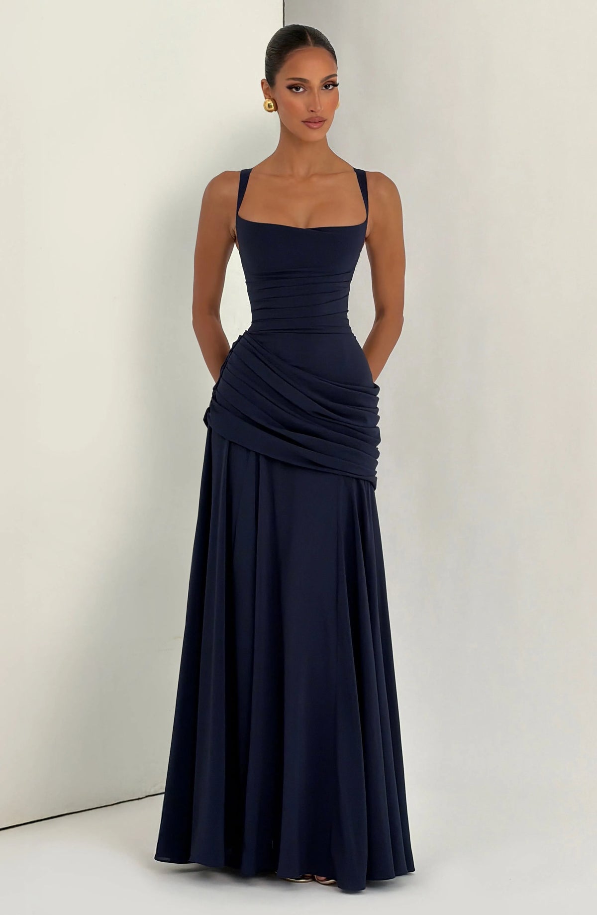Women's Chiffon Maxi Dress with Lace-Up Back