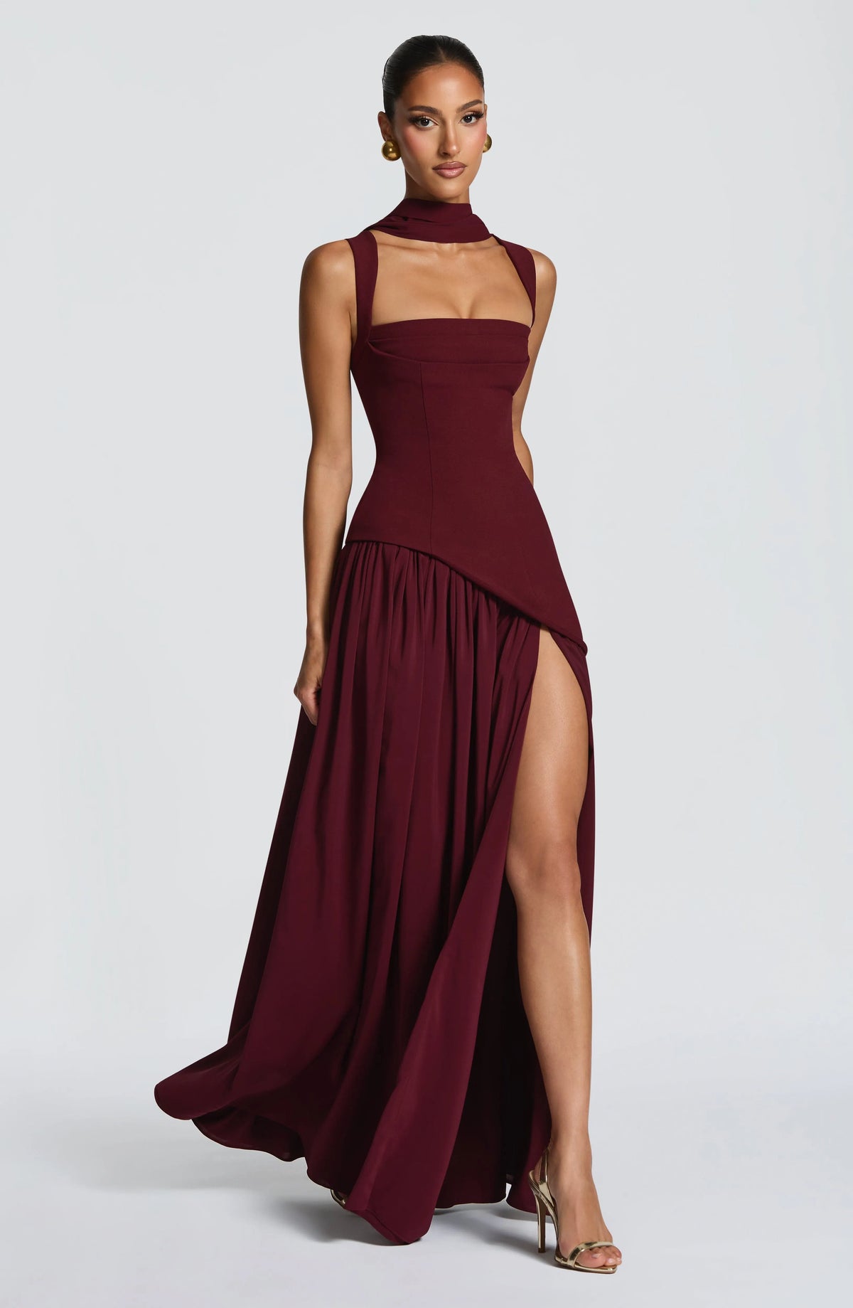 Women's Chiffon Maxi Dress with Lace-Up Back