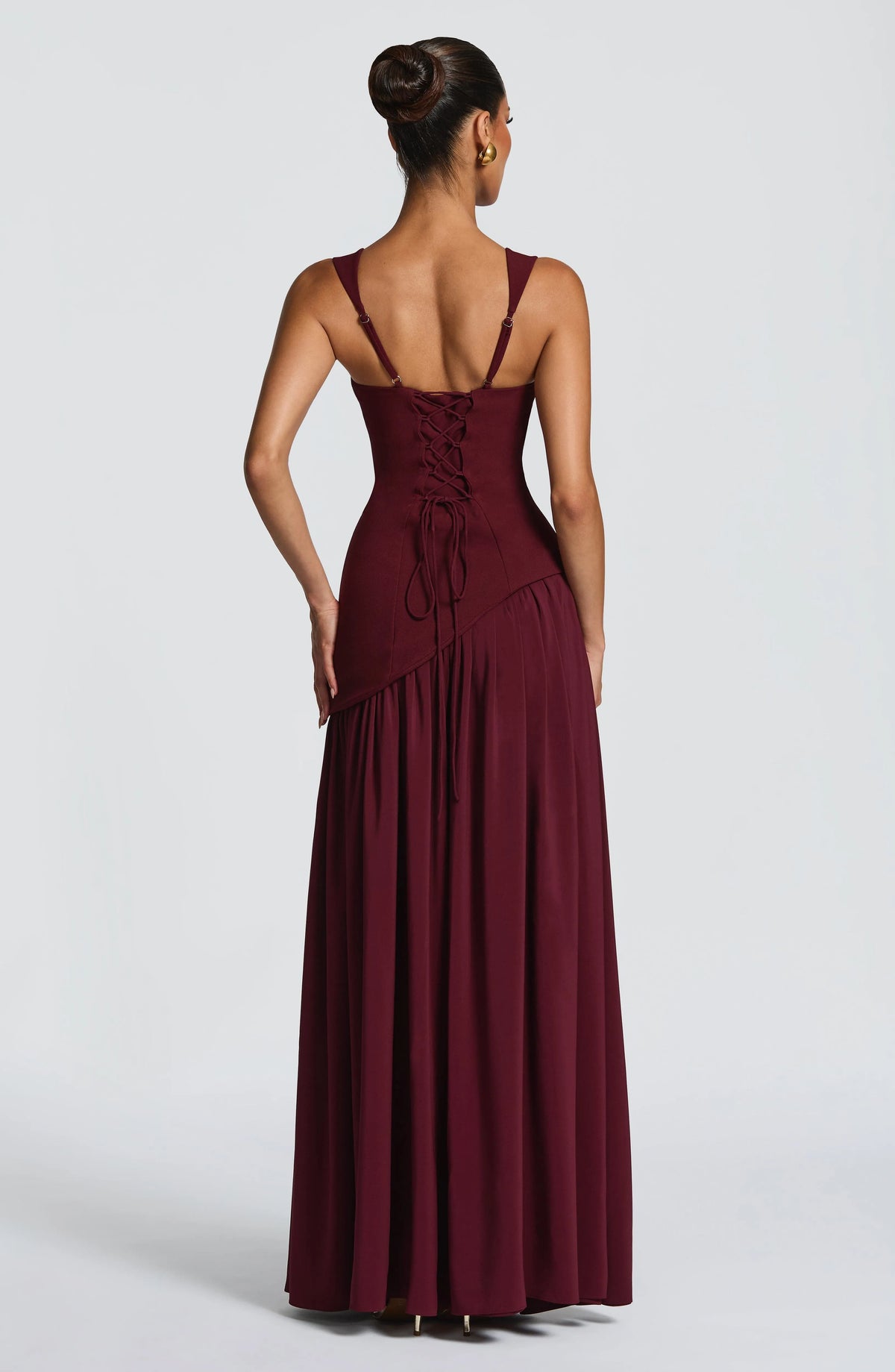 Women's Chiffon Maxi Dress with Lace-Up Back
