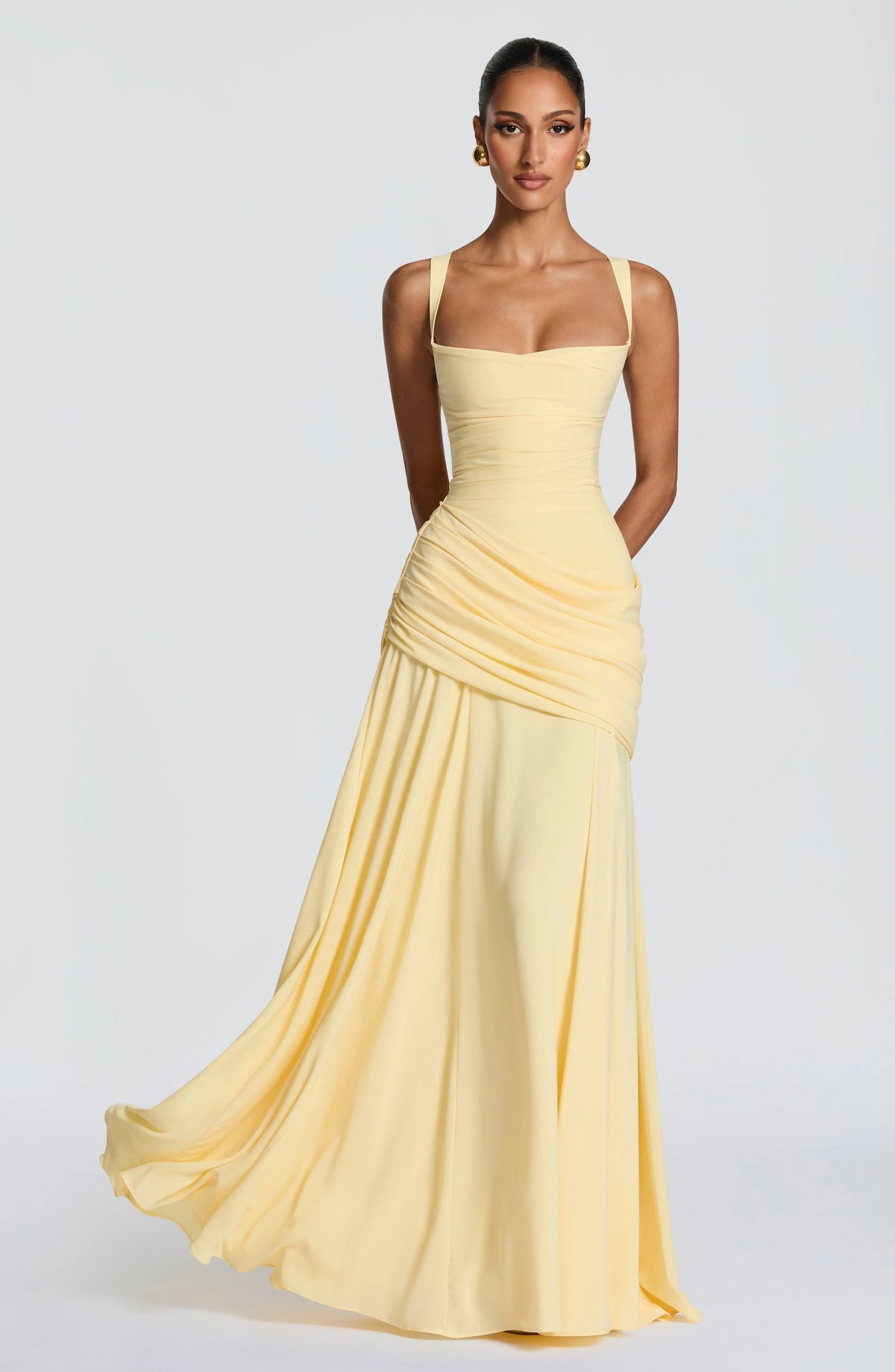Women's Chiffon Maxi Dress with Lace-Up Back