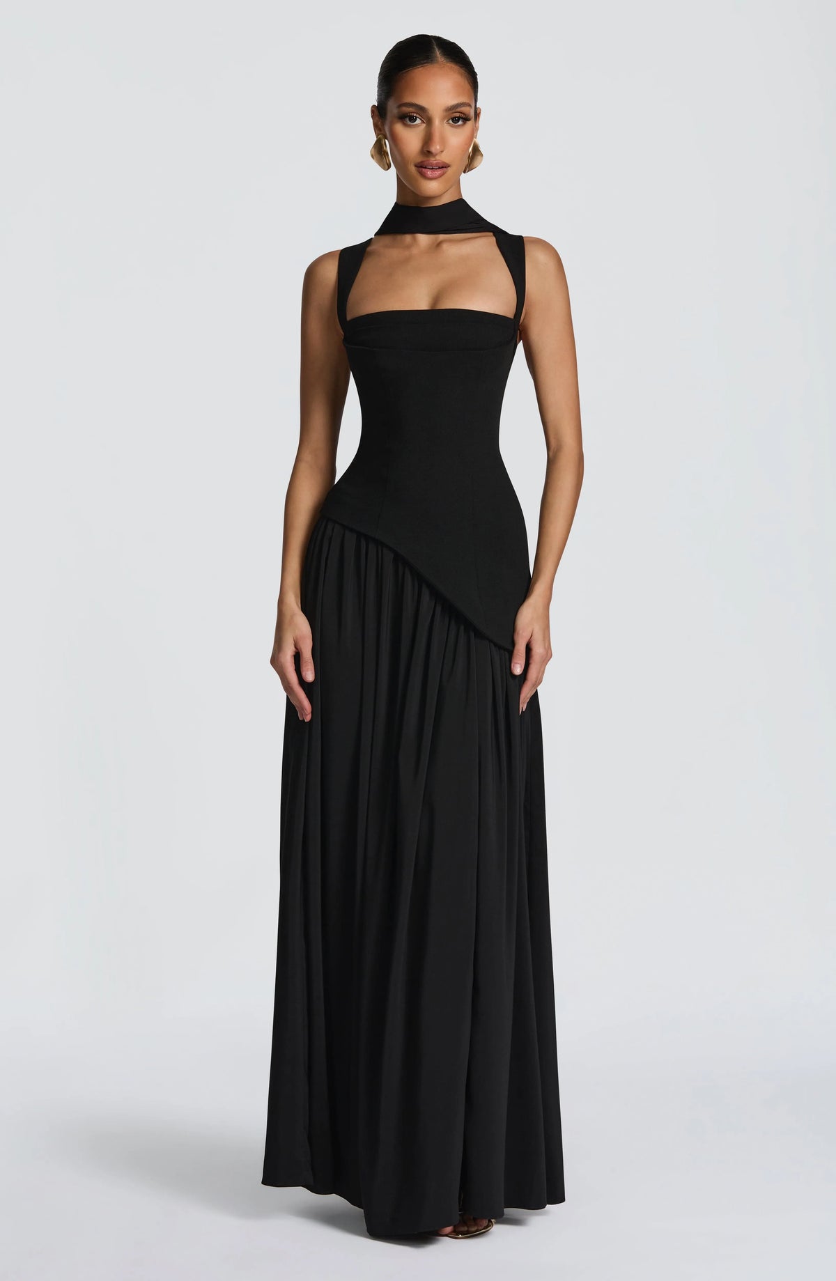 Women's Chiffon Maxi Dress with Lace-Up Back
