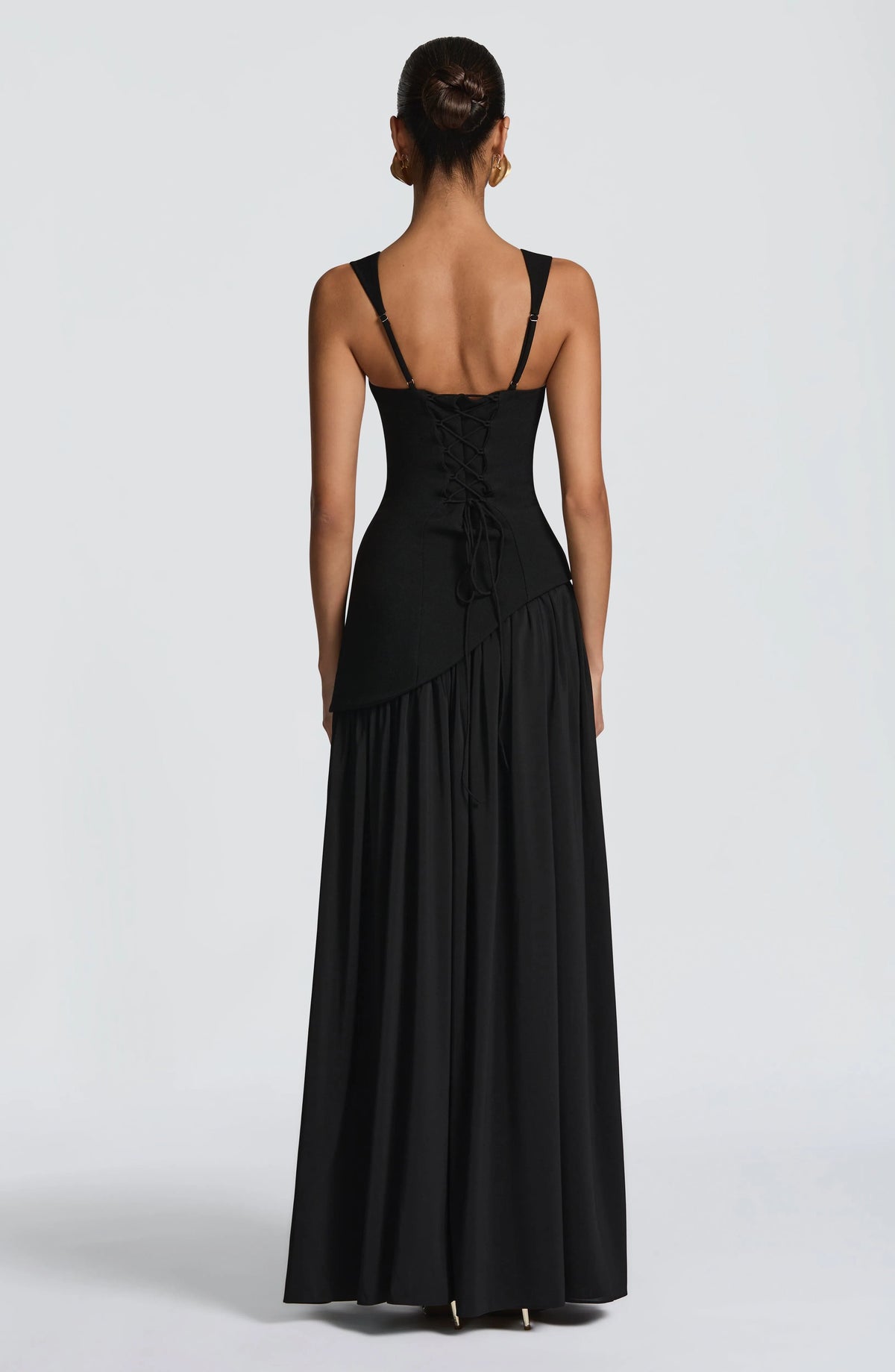 Women's Chiffon Maxi Dress with Lace-Up Back