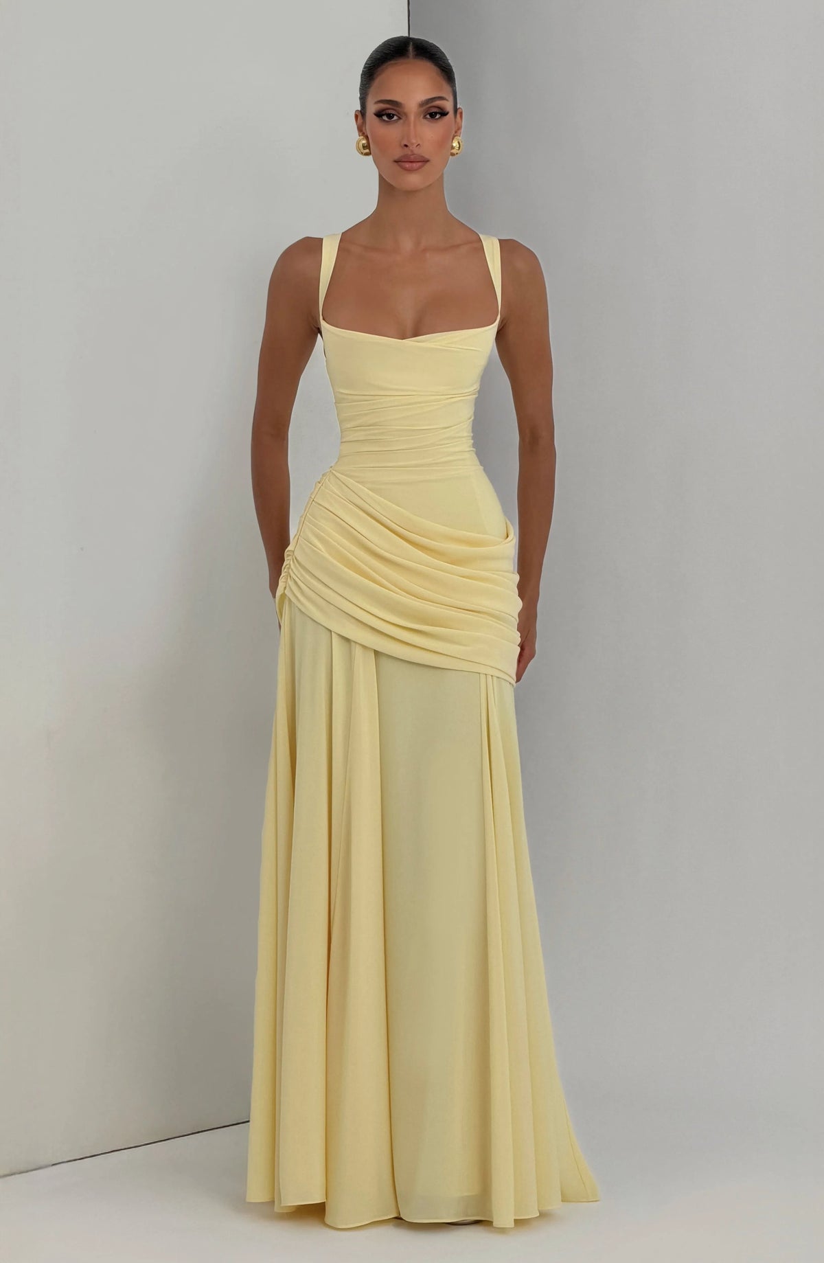 Women's Chiffon Maxi Dress with Lace-Up Back