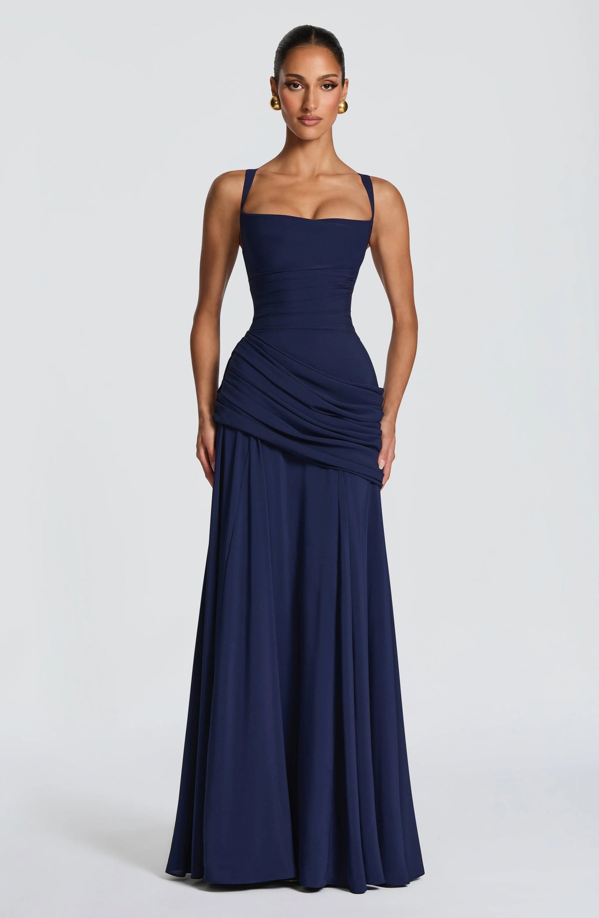 Women's Chiffon Maxi Dress with Lace-Up Back