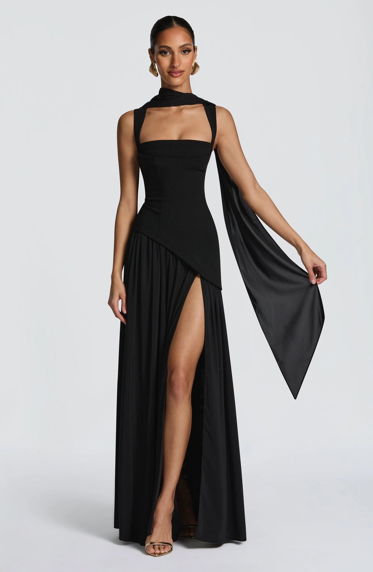 Women's Chiffon Maxi Dress with Lace-Up Back