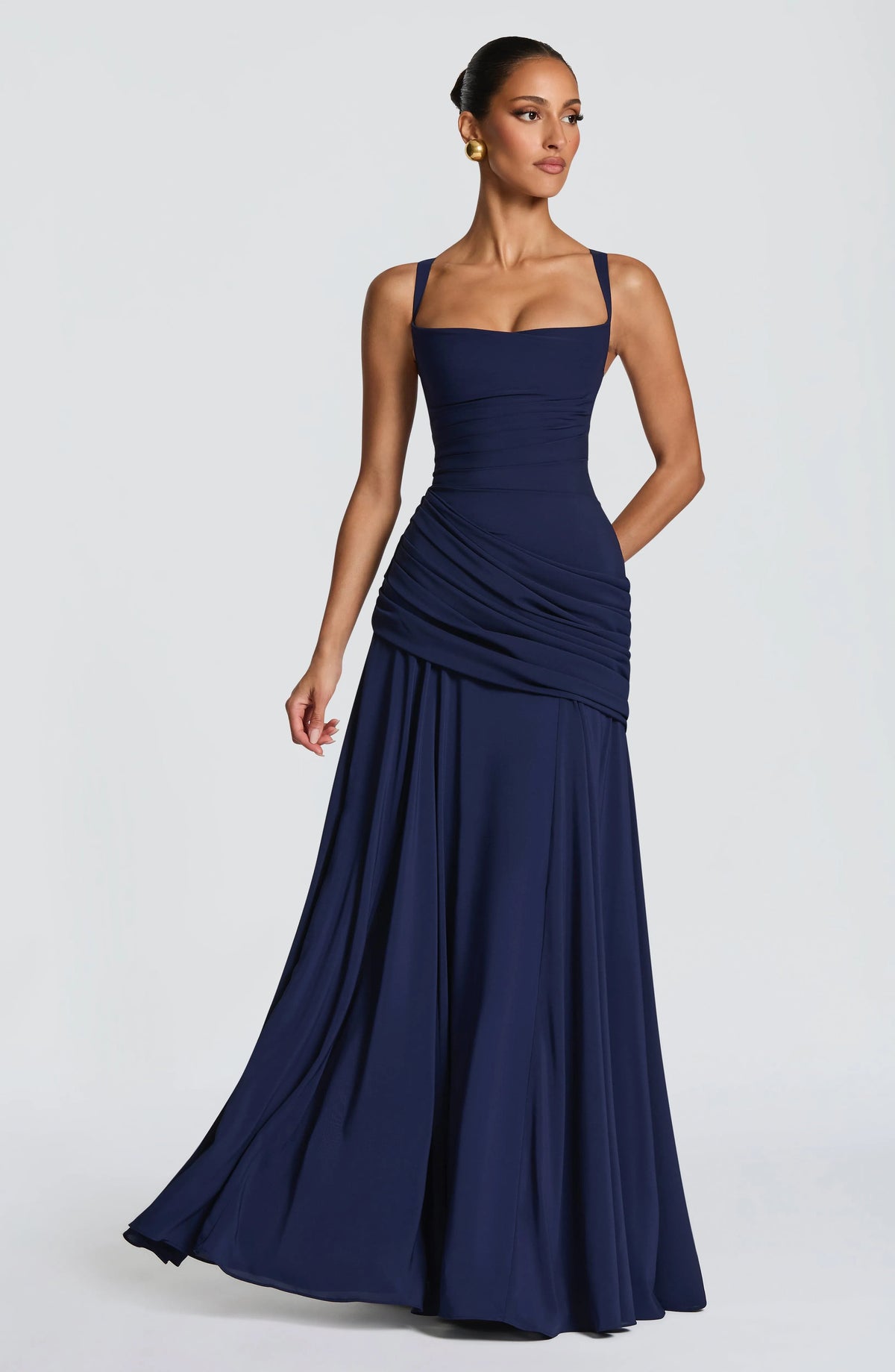 Women's Chiffon Maxi Dress with Lace-Up Back
