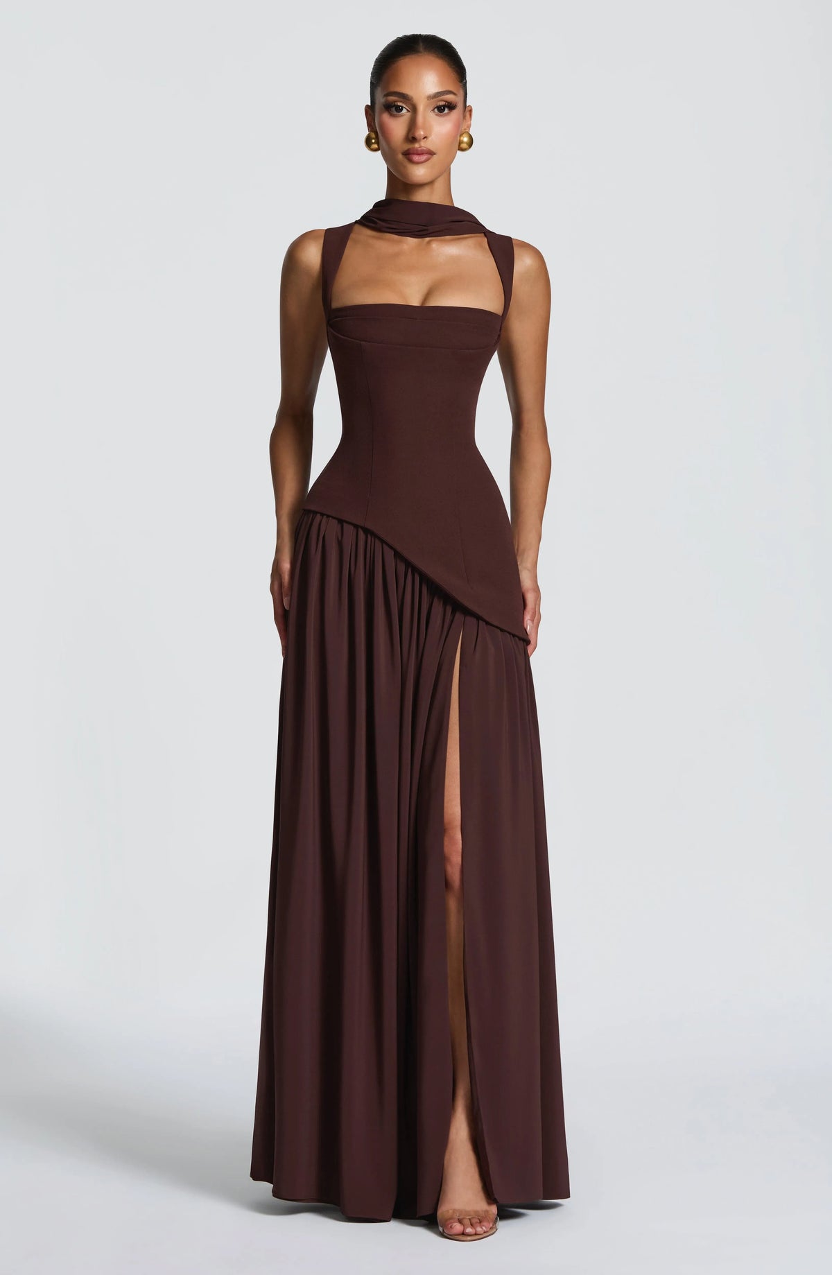 Women's Chiffon Maxi Dress with Lace-Up Back