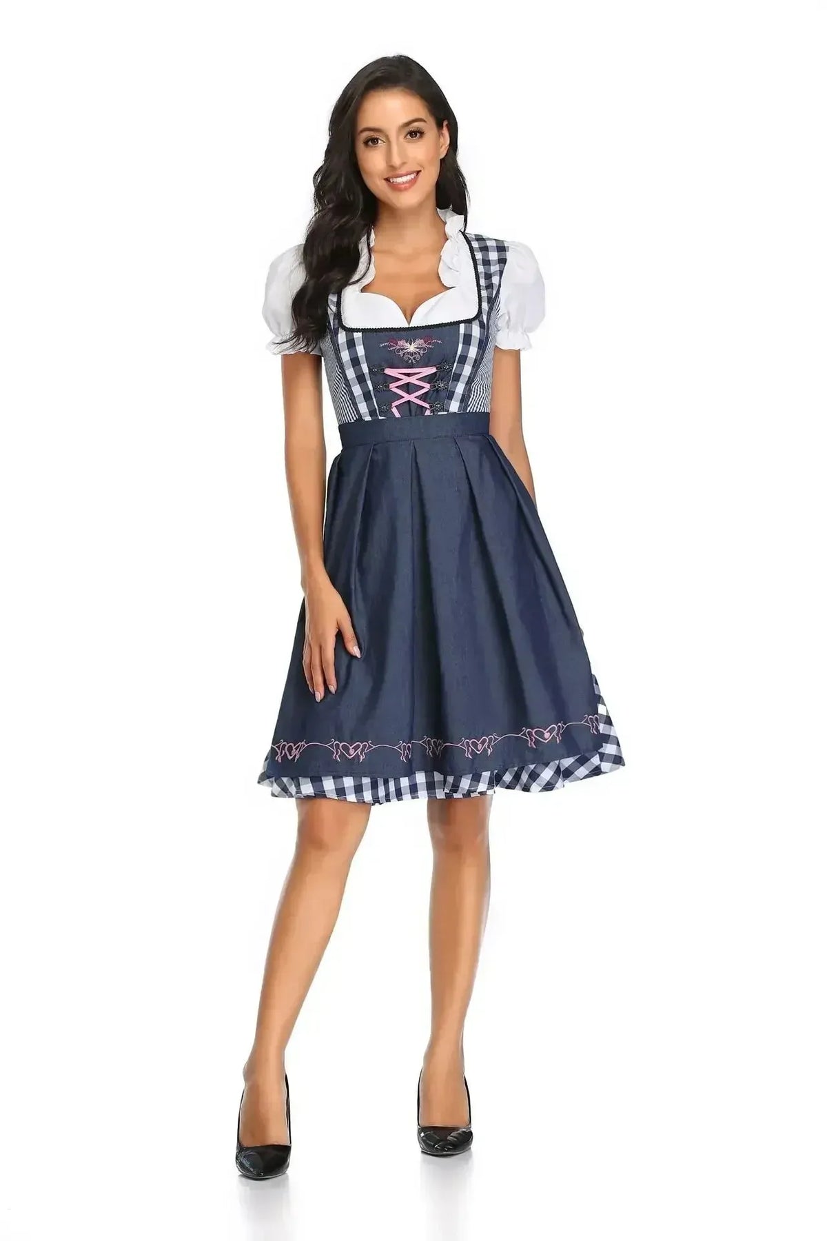 Women's Classic Dirndl Dress Set with Matching Apron