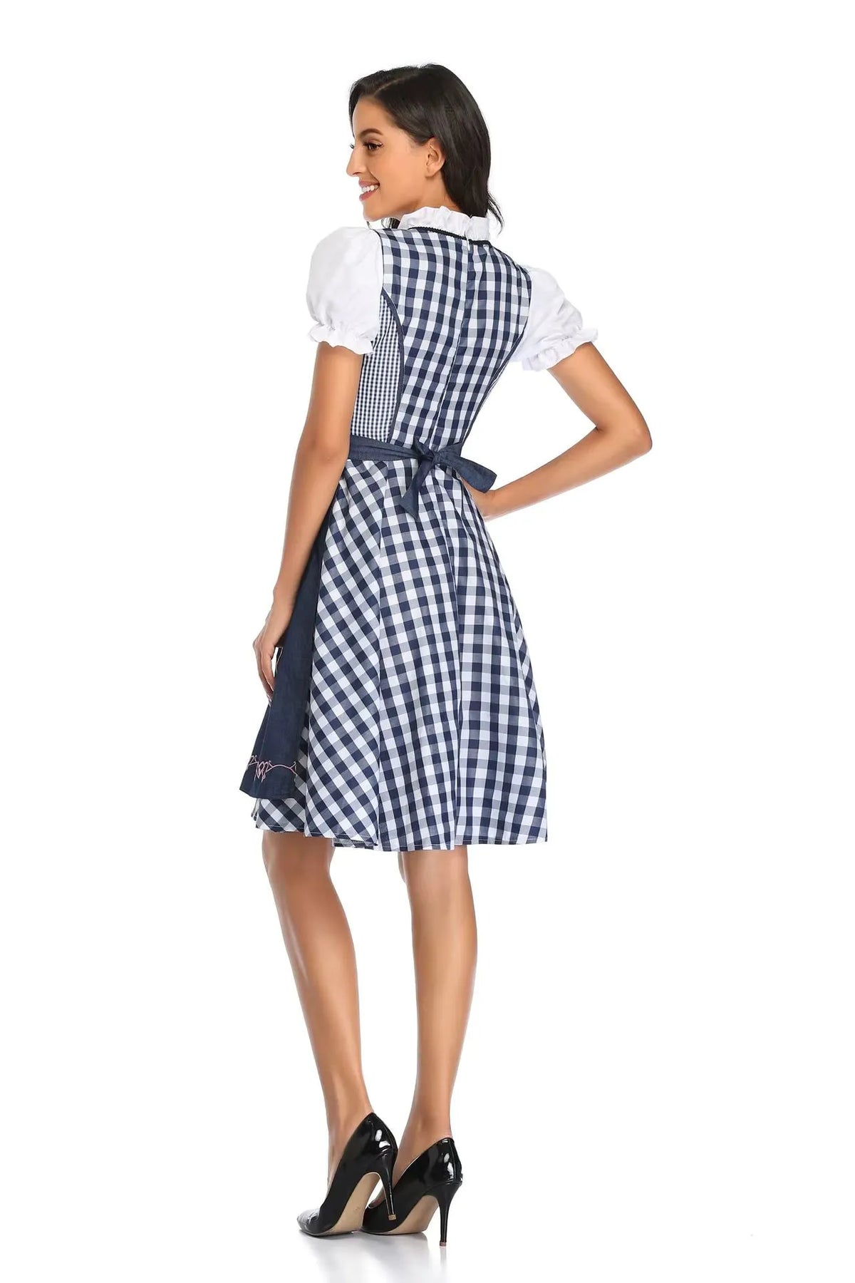 Women's Classic Dirndl Dress Set with Matching Apron