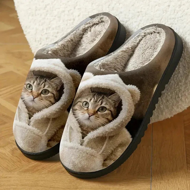 Women's Comfortable 3D Cat Face Slip-On Slippers