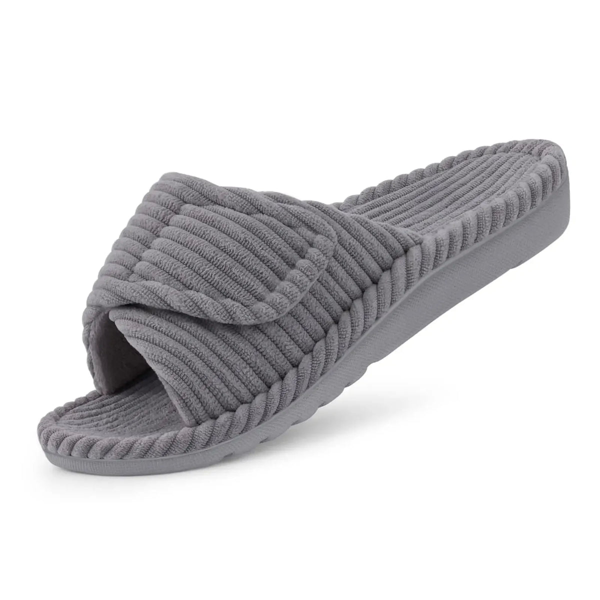 Women's Corduroy Open-Toe Slippers with Arch Support