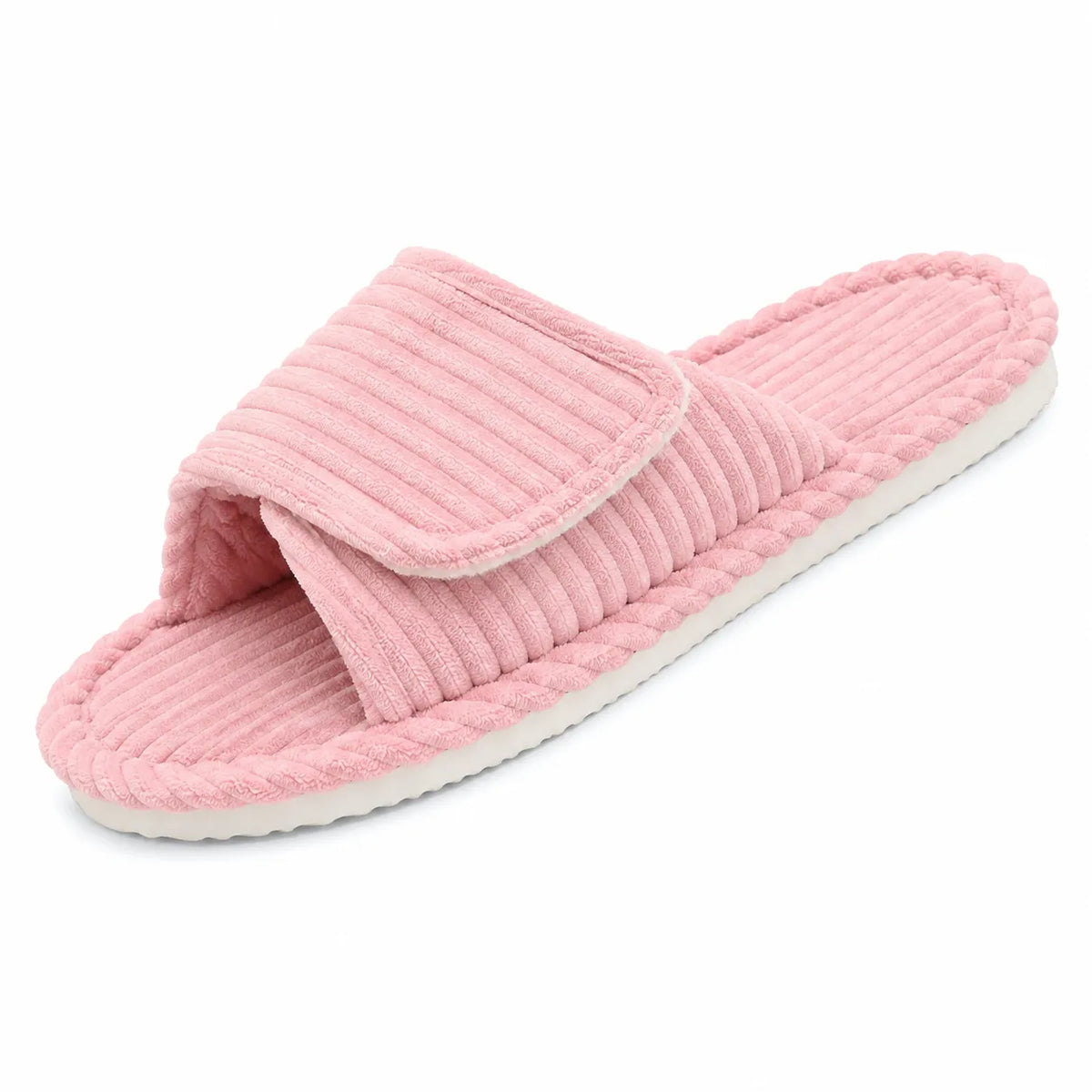 Women's Corduroy Open-Toe Slippers with Arch Support
