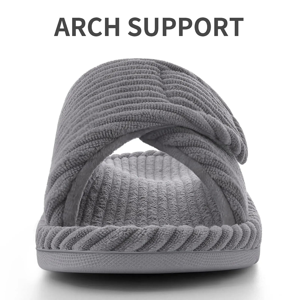 Women's Corduroy Open-Toe Slippers with Arch Support