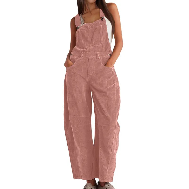 Women's Corduroy Wide-Leg Overalls with Adjustable Straps