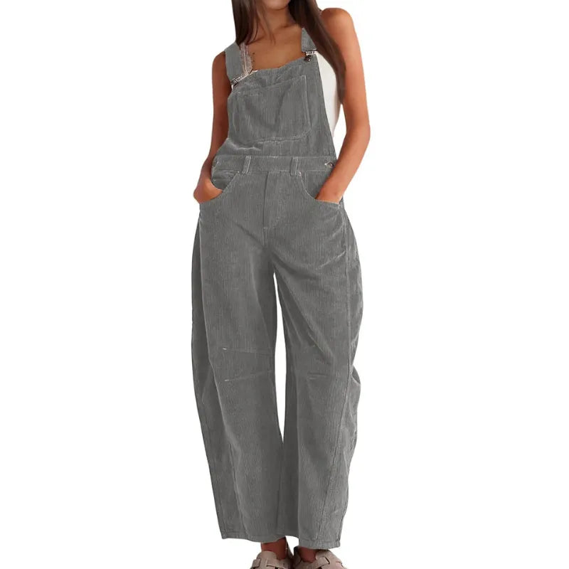 Women's Corduroy Wide-Leg Overalls with Adjustable Straps