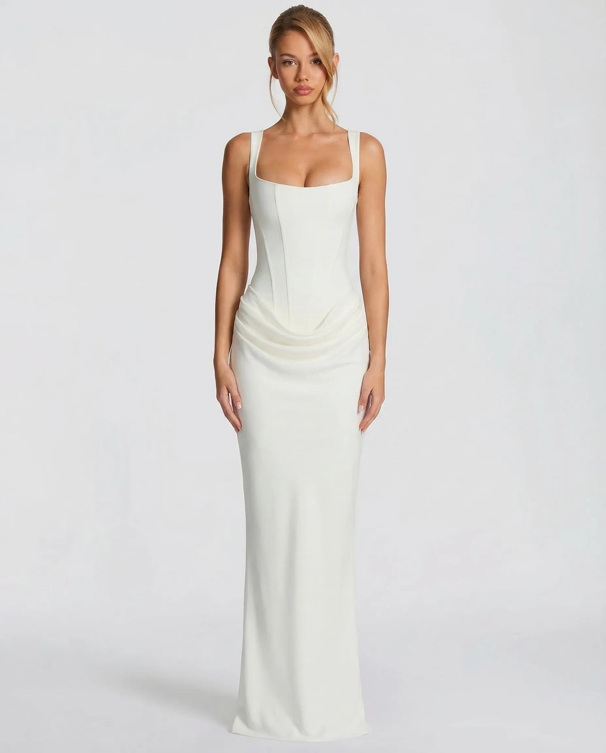 Women's Corset Draped Waist Maxi Dress