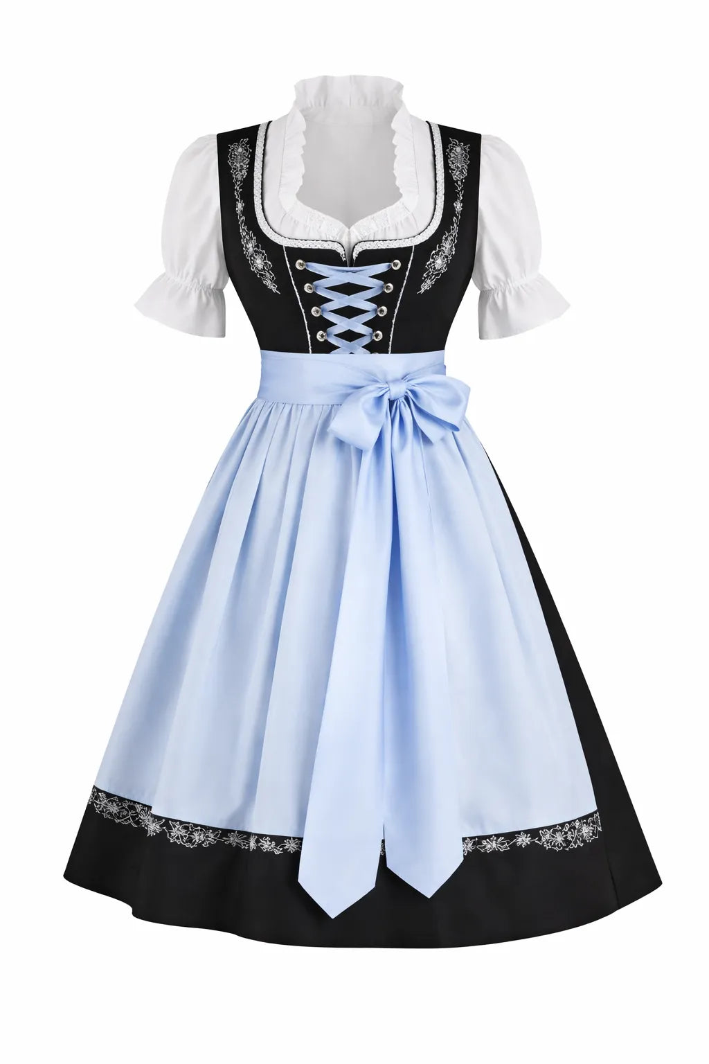 Women's Dirndl Dress Set with Blouse and Apron
