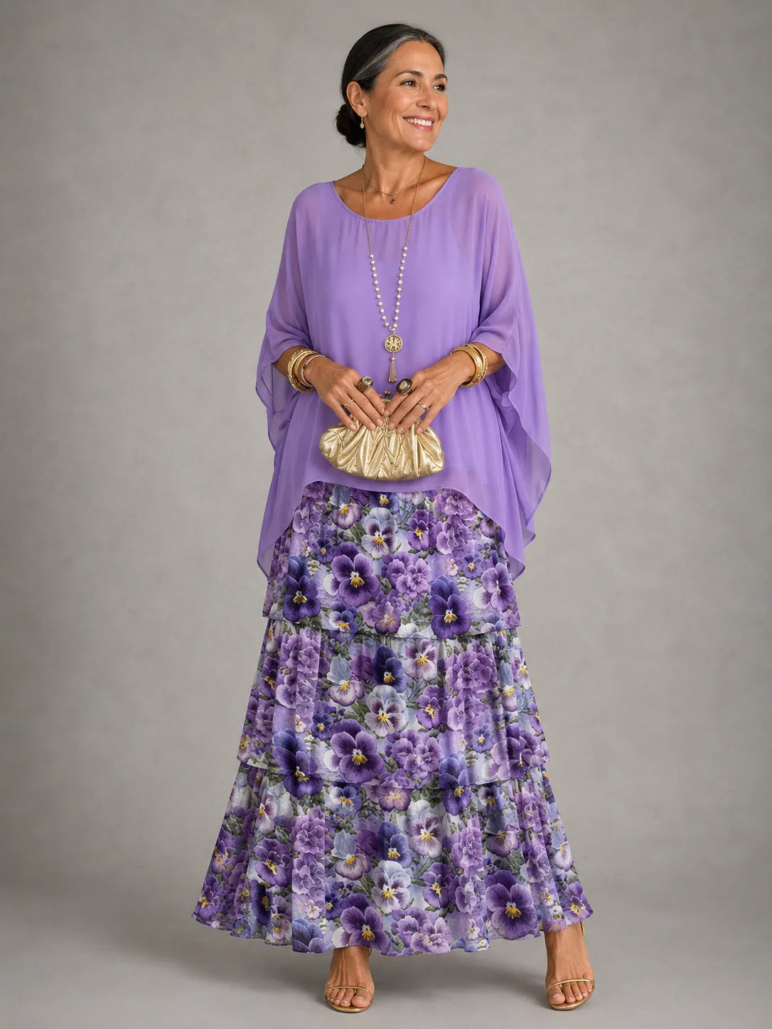 Women's Elegant Flowy Tiered Maxi Dress