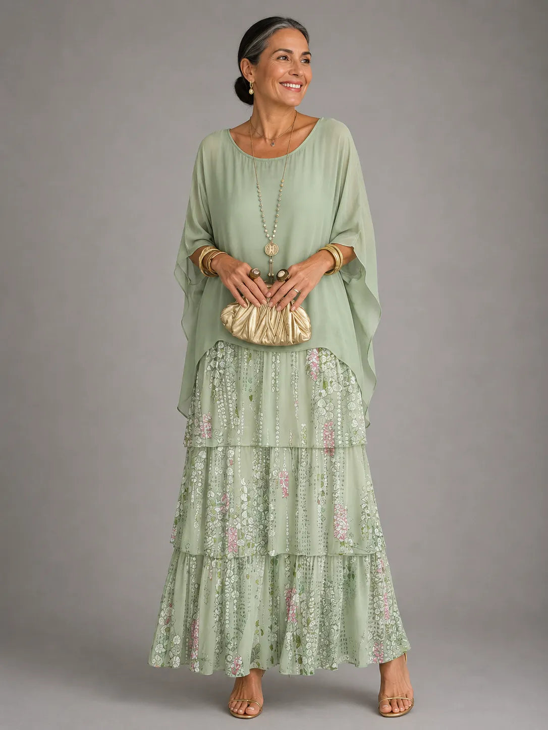 Women's Elegant Flowy Tiered Maxi Dress